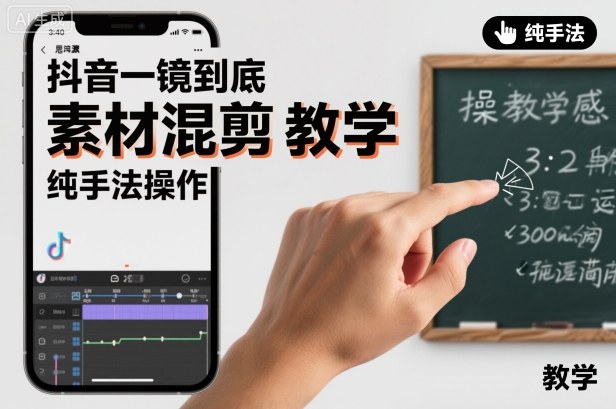 抖音一镜到底素材混剪教学，纯手法操作-立业有术