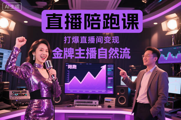 直播陪跑课，金牌主播自然流打爆直播间，复制高变现玩法-立业有术
