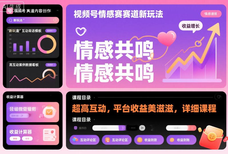 视频号情感赛道新玩法，超高互动，平台收益美滋滋，详细课程-立业有术