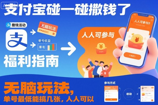 支付宝碰一碰撒钱了，无脑玩法，单号最低能搞几张，人人可以撸【揭秘】-立业有术