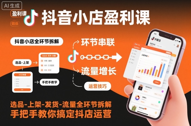 抖音小店盈利课-选品-上架-发货-流量全环节拆解，手把手教你搞定抖店运营-立业有术