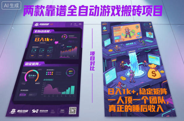 两款靠谱全自动游戏搬砖项目，日入1k+，稳定可矩阵，一人顶一个团队，真正的睡后收入【揭秘】-立业有术