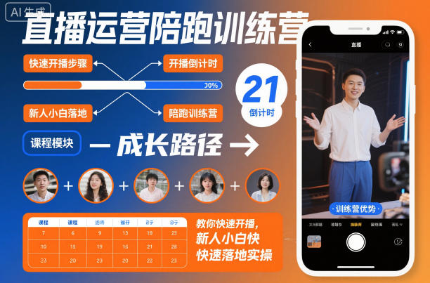 直播运营陪跑训练营，教你快速开播，新人小白快速落地实操-立业有术