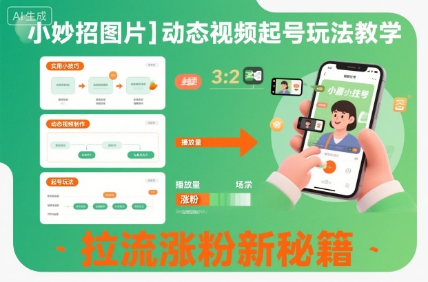 小妙招图片＋动态视频起号玩法教学，拉流涨粉新秘籍-立业有术