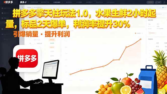 （16429期）拼多多 擎天柱玩法1.0，水果生鲜2小时起量，标品2天爆单，利润率提升30%-立业有术