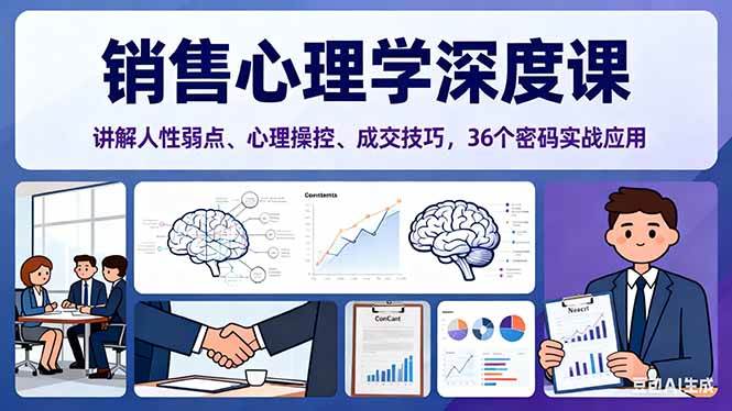 （16456期）销售心理学深度课，讲解人性弱点、心理操控、成交技巧，36个密码实战应用-立业有术