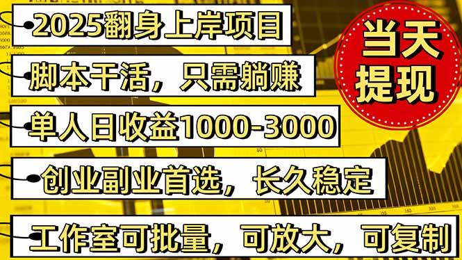 （16501期）2025翻身上岸项目脚本干活，内部客户经理内部开号，单人日收益1000-300…-立业有术