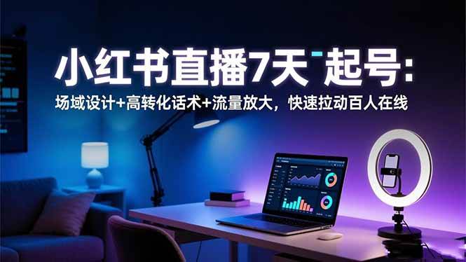 （16537期）小红书直播7天起号：场域设计+高转化话术+流量放大，快速拉动百人在线-立业有术