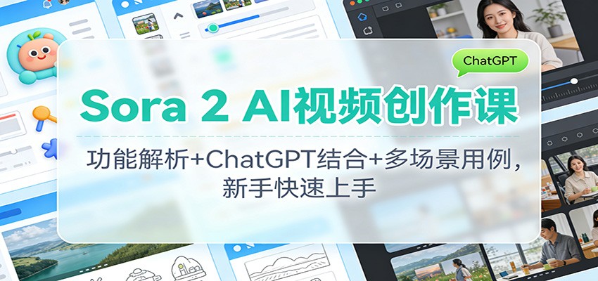 Sora 2 AI视频创作课：功能解析+ChatGPT结合+多场景用例，新手快速上手-立业有术