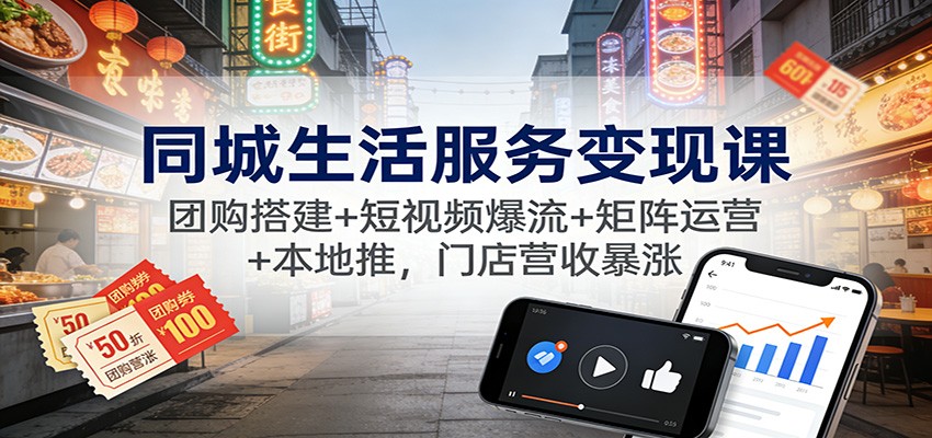 同城生活服务变现课：团购搭建+短视频爆流+矩阵运营+本地推，门店营收暴涨-立业有术