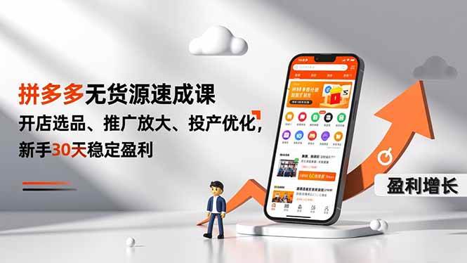（16785期）拼多多无货源速成课，开店选品、推广放大、投产优化，新手30天稳定盈利-立业有术
