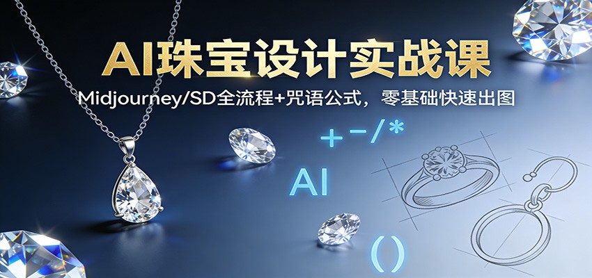 AI珠宝设计实战课：Midjourney/SD全流程+咒语公式，零基础快速出图-立业有术