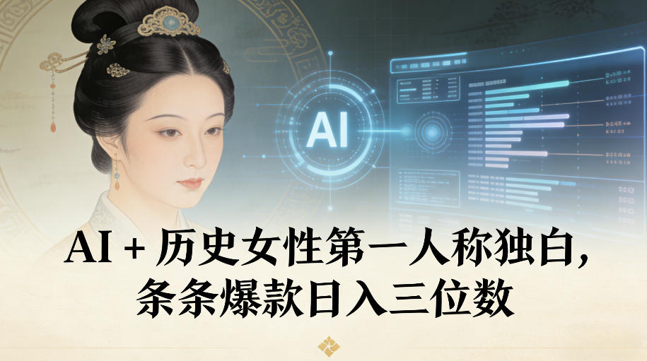 AI+历史女性第一人称独白，条条爆款日入三位数-立业有术
