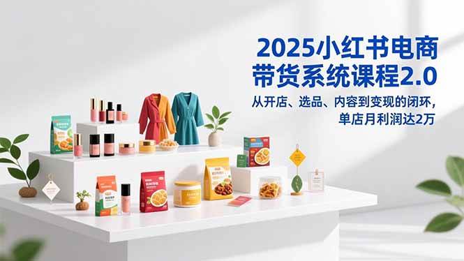 （16880期）2025小红书电商带货系统课程2.0，从开店、选品、内容到变现的闭环，单店月利润达2万-立业有术