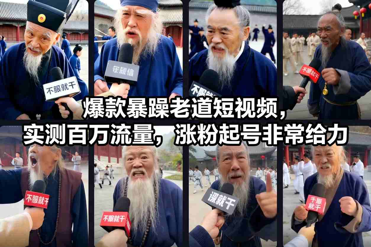 爆款暴躁老道短视频，实测百万流量，涨粉起号非常给力-立业有术