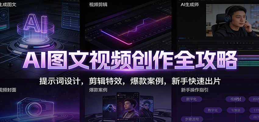 AI图文视频创作全攻略：提示词设计，剪辑特效，爆款案例，新手快速出片-立业有术