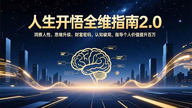 （16898期）人生开悟全维指南2.0：洞察人性、思维升级、财富密码，认知破局，指导个人价值提升百万-立业有术