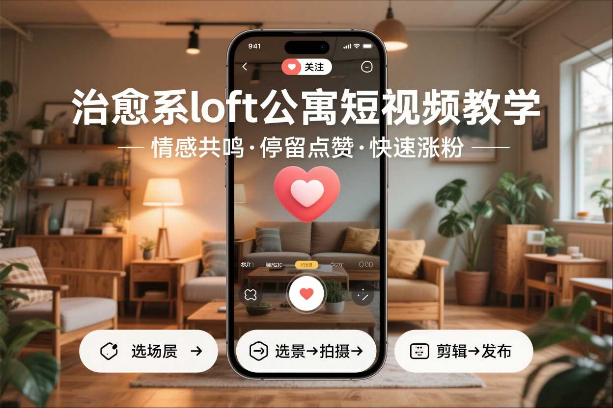 治愈系loft公寓短视频制作教学，情感共鸣引停留点赞关注，快速起号涨粉-立业有术