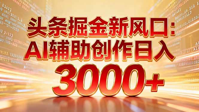 （16923期）头条掘金新风口：AI辅助创作日入3000+，矩阵玩法当天启动隔天见效-立业有术