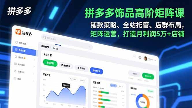 （16915期）拼多多饰品高阶矩阵课，铺款策略、全站托管、店群布局，矩阵运营，打造月利润5万+店铺-立业有术