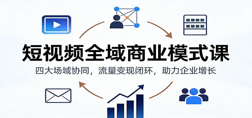 短视频全域商业模式课：四大场域协同，流量变现闭环，助力企业增长-立业有术
