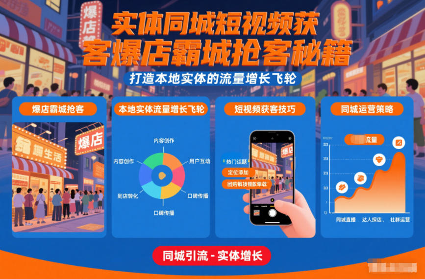 实体同城短视频获客爆店霸城抢客秘籍，打造本地实体的流量增长飞轮-立业有术