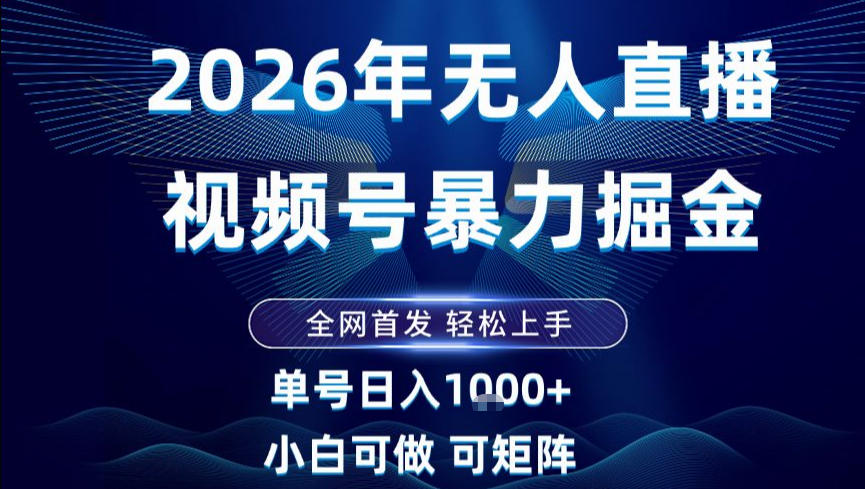 2026最新视频号无人直播掘金，全网首发，小白可以玩，长期稳定日入1k+【揭秘】-立业有术
