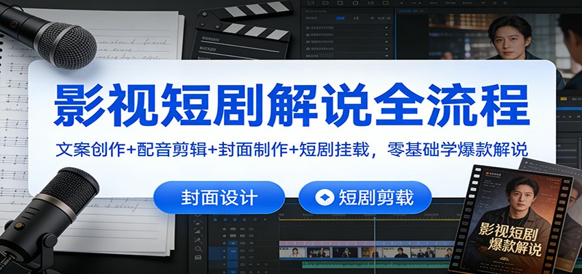 影视短剧解说全流程：文案创作+配音剪辑+封面制作+短剧挂载，零基础学爆款解说-立业有术
