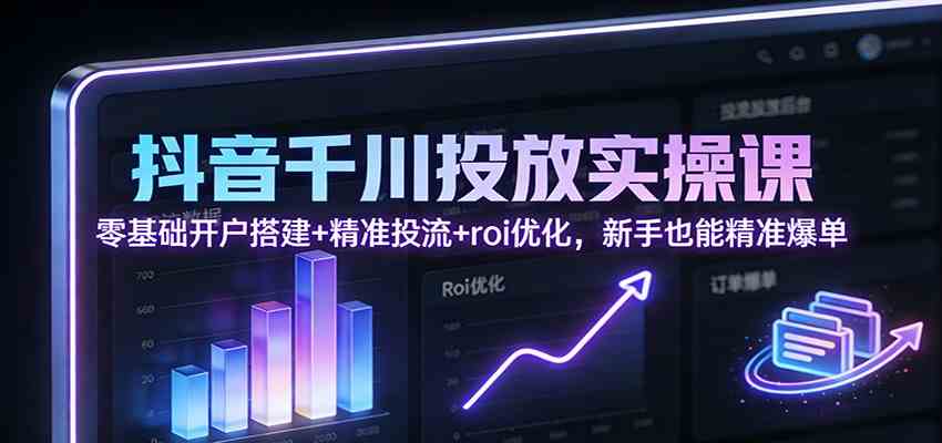 抖音千川投放实操课：零基础开户搭建+精准投流+roi优化，新手也能精准爆单-立业有术