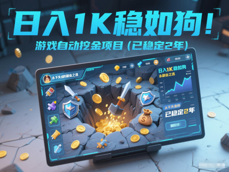 日入1K稳如狗！游戏自动挖金项目（已稳定2年），永不失业的副业之选【揭秘】-立业有术
