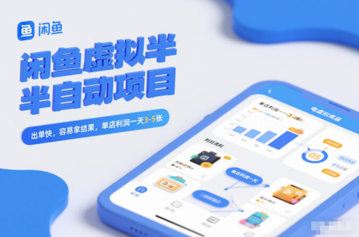 闲鱼虚拟半自动项目，出单快，容易拿结果，单店利润一天3-5张-立业有术