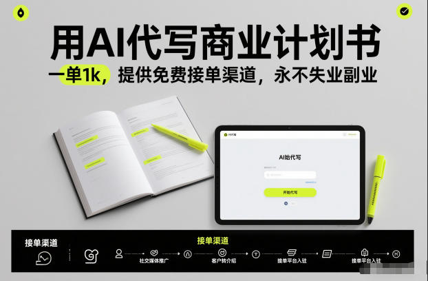 用AI代写商业计划书，一单1k，提供免费接单渠道，永不失业副业-立业有术