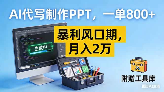 （16967期）AI代写制作PPT，一单800+， 暴利风口期，月入2万【附工具】-立业有术