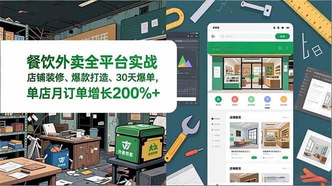 （16978期）餐饮外卖全平台实战，店铺装修、爆款打造、30天爆单，手把手教学，单店月订单增长200%+-立业有术