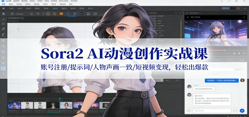 Sora2 AI动漫创作实战课：账号注册/提示词/人物声画一致/短视频变现，轻松出爆款-立业有术