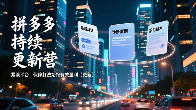 （16987期）拼多多持续更新营，最新玩法、诊断案例、前沿技术，紧跟平台，保障打法始终有效盈利（更新）-立业有术