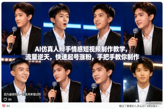 AI仿真人辩手情感短视频制作教学，流量逆天，快速起号涨粉，手把手教你制作-立业有术