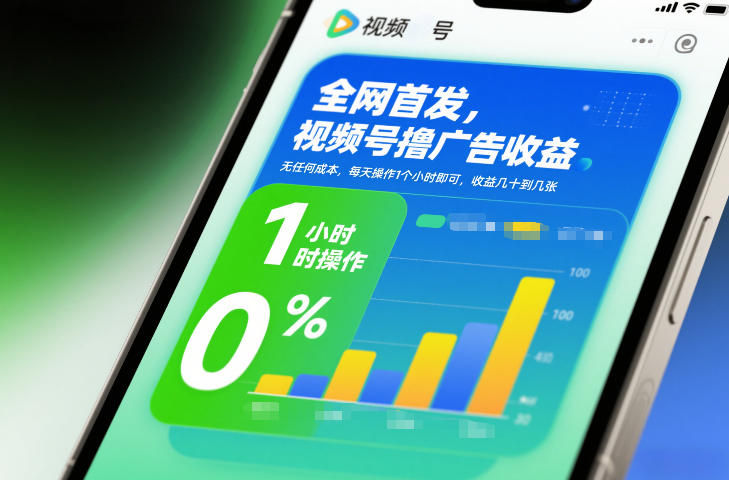 全网首发，视频号撸广告收益，无任何成本，每天操作1个小时即可，收益几十到几张-立业有术