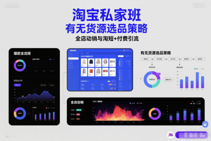 淘宝私家班，有无货源选品策略，高成功率爆款全流程打法，全店动销与淘短+付费引流（更新2026）-立业有术
