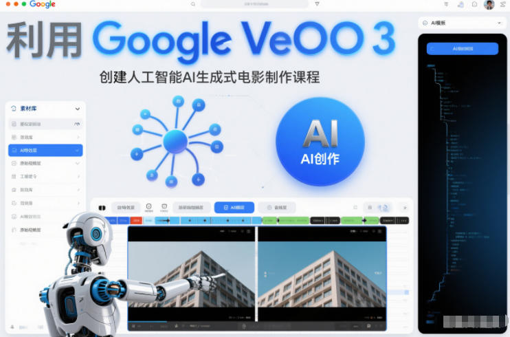利l用Google Veo 3创建人工智能AI生成式电影制作课程，使用人工智能的力量创建令人惊叹的视频-立业有术