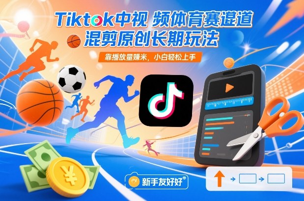 Tiktok中视频体育赛道混剪原创长期玩法，靠播放量賺米，小白轻松上手-立业有术