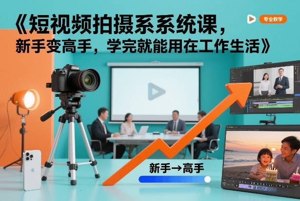 短视频拍摄系统课，新手变高手，学完就能用在工作生活-立业有术