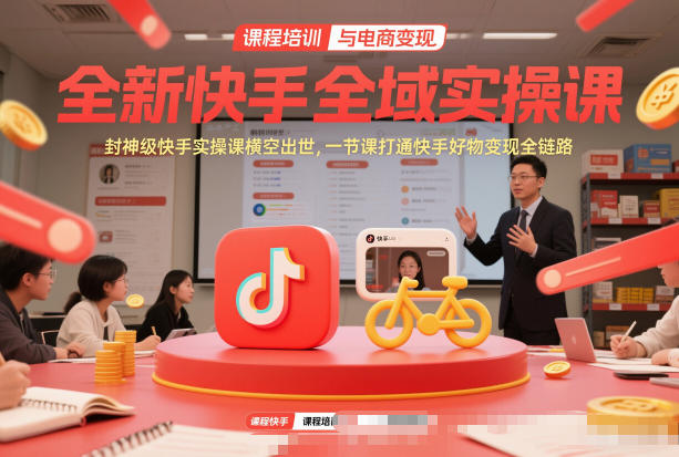 全新快手全域实操课，封神级快手实操课横空出世，一节课打通快手好物变现全链路-立业有术