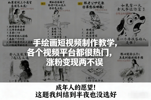 手绘画短视频制作教学，各个视频平台都很热门，涨粉变现两不误-立业有术