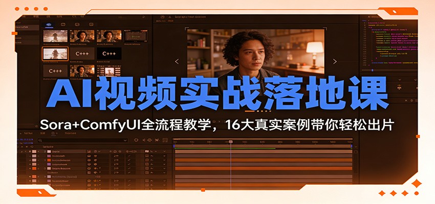 AI视频实战落地课：Sora+ComfyUI全流程教学，16大真实案例带你轻松出片-立业有术