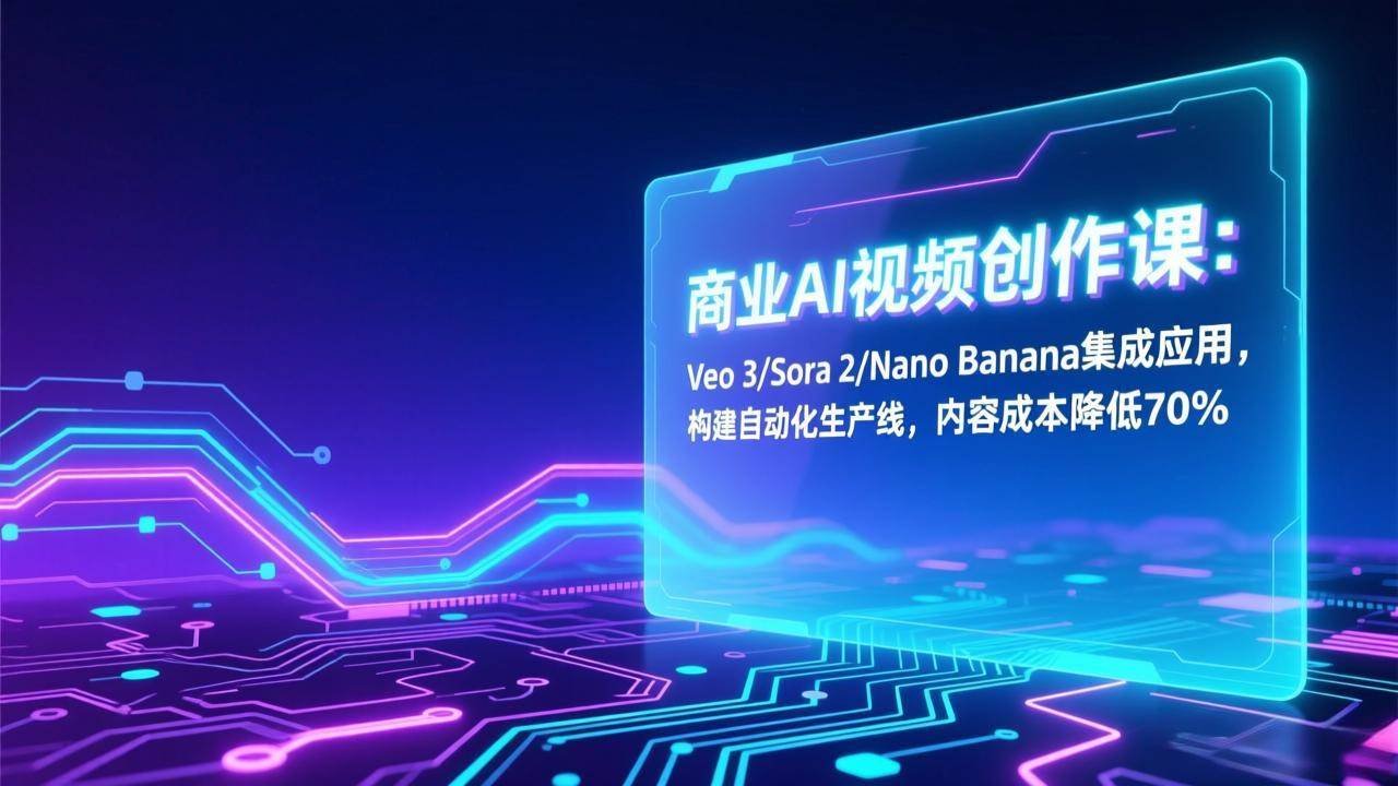 （17070期）商业AI视频创作课：Veo 3/Sora 2/Nano Banana集成应用，构建自动化生产线，内容成本降低70%-立业有术