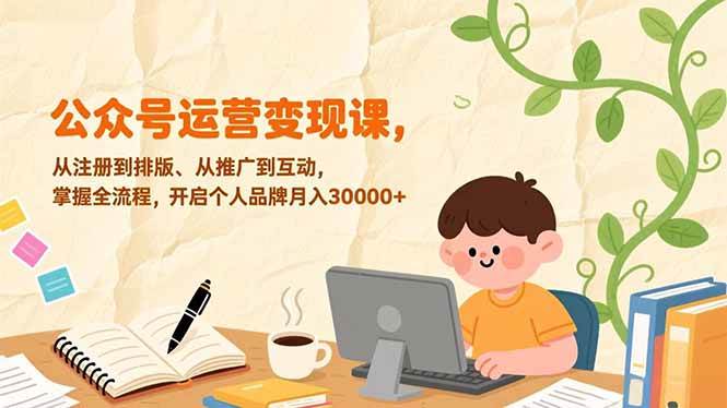 （17067期）公众号运营变现课，从注册到排版、从推广到互动，掌握全流程，开启个人品牌月入30000+-立业有术