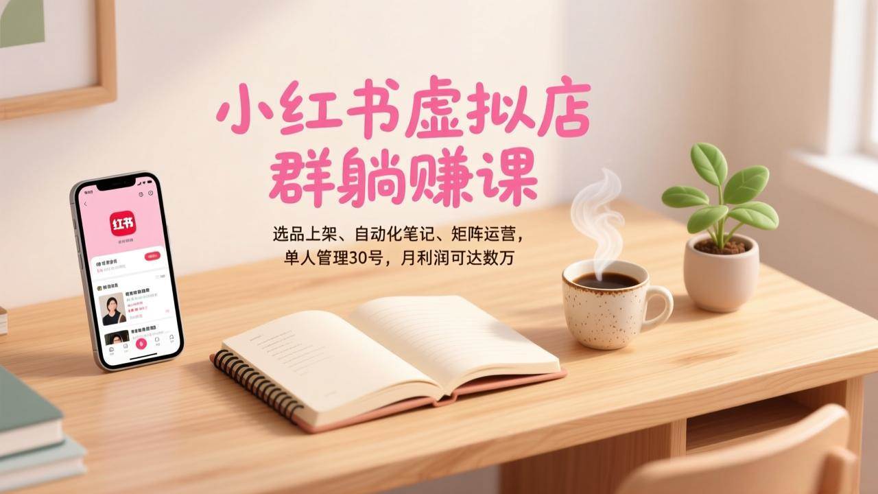 （17072期）小红书虚拟店群躺赚课，选品上架、自动化笔记、矩阵运营，单人管理30号，月利润可达数万-立业有术