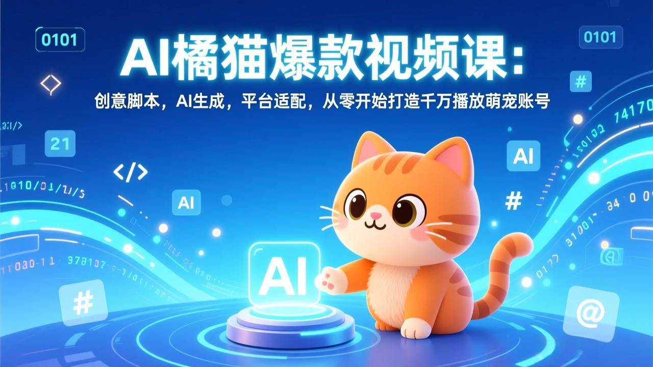 （17091期）AI橘猫爆款视频课：创意脚本，AI生成，平台适配，从零开始打造千万播放萌宠账号-立业有术