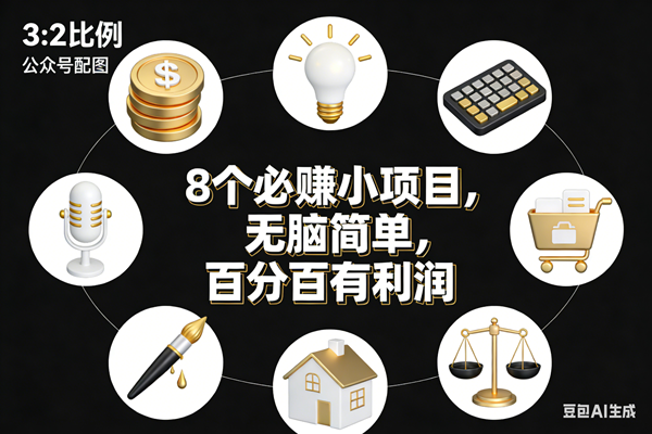 （17101期）8个必赚小项目，无脑简单，百分百有利润，副业首选，日入300+-立业有术